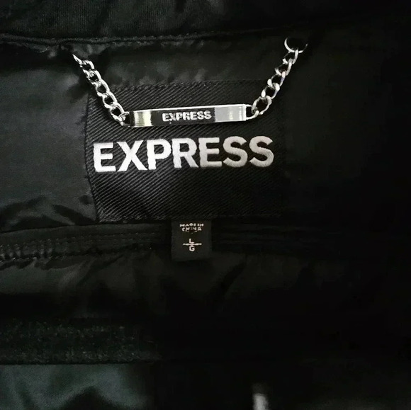 Express Full Zip Puffer Jacket Coat w/ Thumb Holes Women (L) - Picture 4 of 5